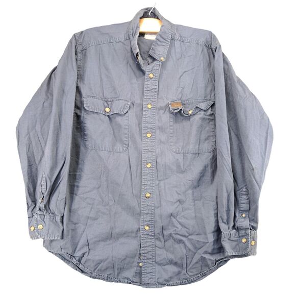 Wrangler Riggs Button Down Shirt Mens Large Long Sleeve Gray Chest Pocket Casual - Picture 1 of 12